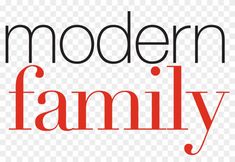the modern family logo is shown in red and black, with an orange stripe at the bottom