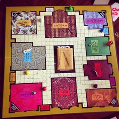 a board game with lots of cards on it
