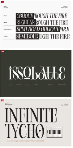 three different types of font that appear to be in different styles and colors, with the same
