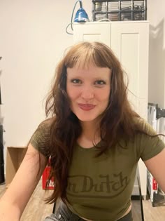 #bleached #eyebrows #skunk #hair #hairstyles #makeup #inspo #girl #longhair #darkhair #brownhair #wavy #bangs #microbangs #babybangs #looks #outfit Micro Bangs On Curly Hair, Hairstyles With Baby Bangs, Blond Bangs With Brown Hair, Blonde Streak In Front Of Hair Bangs, Bleach Blonde Bangs With Brown Hair, Micro Fringe, Long Hair Micro Bangs, Bleached Brows, Enya Umanzor Bleached Eyebrows