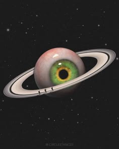 an artist's rendering of the planet with its ring and eyeball in space