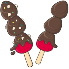 two chocolate covered ice cream pops with sprinkles