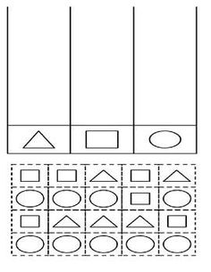 the worksheet shows how to make shapes and numbers for each child's drawing