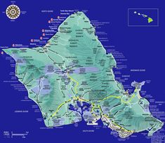 a large map of the island with many places to see and do something on it