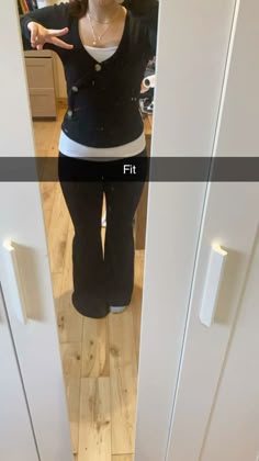 2000s inspired lol, thought i’d share some of my fits Flared Bottoms Outfit, Black Leggings Ootd, School Appropriate 2000s Outfits, Baggy Shirt Tight Pants, 2000s Flared Leggings, Flared Leggings And Hoodie, Black Pants Outfit Idea, What To Wear With Flares, Fold Over Pants Outfit Y2k