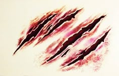 an abstract painting with red and black streaks on it's surface, in the middle of which is a white background