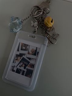 a keychain with a photo attached to it
