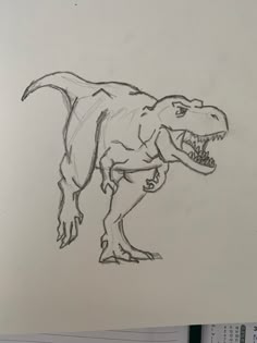 a pencil drawing of a t - rex