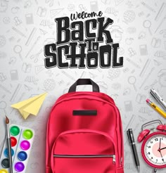 the back to school poster is displayed with supplies