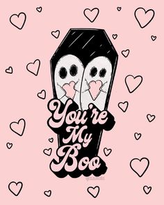 two birds sitting on top of each other with the words you're my boo