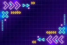 an animated video game with neon arrows