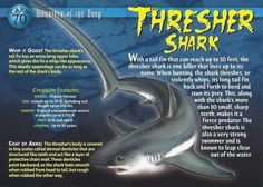 an advertisement for a shark that is in the water with information about it's teeth