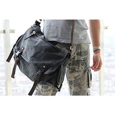 Brand: TaoqiaoColor: BlackFeatures: Material: Made of high quality encrypted wash canvas, Not easy to damaged, Safe and durable. You will like it.Anti-theft & Security: Protect your property safely with 2 sturdy buckles on the flip cover and a large zip closure to double protect your laptop, wallet, phone and other appliances.Multiple pockets: 1 zipper pocket on the flip, 1 zipper zip pocket on the back, 2 side pockets, 2 slip pocket under the flap; Internal access to1 main zipper compartment includs 1 padded laptop compartment fits 15.6 inch laptop with velcro closure,2 slip pockets and 1 zipper pocket.Adjustable shoulder strap, Dark texture on the surface, stylish and simple, Suitable for women and men.Dimensions: The external dimension of this canvas bag is 15.7x12.59x5.1in,allowing 1-2 Canvas Messenger Bag With Zippers, School Shoulder Bag With Adjustable Strap In Waxed Canvas, Black Waxed Canvas Satchel Shoulder Bag, Gray Travel Canvas Bag With Adjustable Strap, Gray Canvas Bag With Adjustable Strap For Travel, Gray Canvas Travel Bag With Adjustable Strap, Gray Canvas Messenger Bag, Vintage Waxed Canvas Satchel With Adjustable Strap, Heavyweight Canvas Messenger Bag