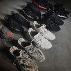 Pinterest: @jalapeño Yeezy Shoes Fashion, Adidas Yeezy Collection, Yeezy Line, Yeezy Shoe Collection, Yeezy Boost Shoes, Basket Adidas Yeezy, Off-white Yeezy Shoes, Pinterest Adidas, Black Yeezy Sneakers Collection