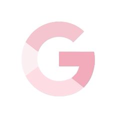 the letter g is shown in pink and white, with an oval shape on it