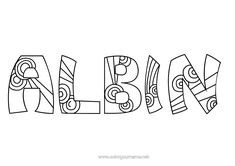 the word alb is made up of letters with swirls and spirals on them