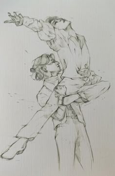 a drawing of two people holding each other