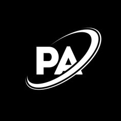 the logo for pa is shown on a black background with white letters and an oval shape