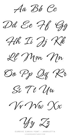 the cursive alphabet is shown in black ink