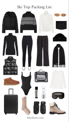 What To Pack For Ski Trip, Ski Packing List Woman, Ski Trip Capsule Wardrobe, Ski Capsule Wardrobe, Ski Trip Essentials Women, What To Pack For Ski Trip Women, Packing For Ski Trip, Ski Trip Packing List Women, Packing Ski Trip