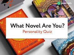 four books with the title what novel are you? personality quiz written on one side