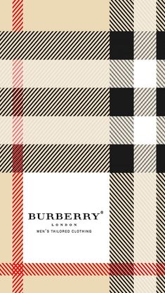 the burbery men's clothing logo is shown in black and red plaid