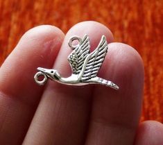 20x Stork Charms, Crane Bulk Charms for Bracelet, Flying Bird Charms, Necklace Charms, Animal Charms, Antique Silver Tone Metal Charms C147 Nickel Allergy, Clear Nail Polish, Bird Charm, Bird Pendant, Animal Charms, Birds Flying, Metal Charm, Jewelry Findings, Charms