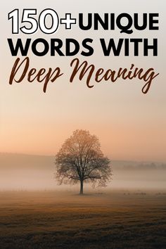a tree with the words, 150 unique words with deep meaning in front of it