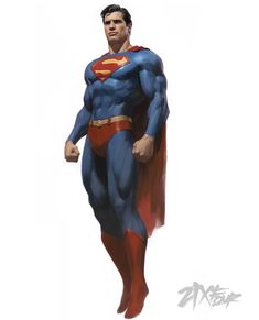 a man dressed as superman standing in front of a white background