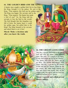 an illustrated book about the story of the golden bird and the king's cage