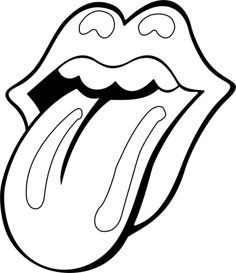 the rolling stones'tongue is shown in this black and white drawing, it appears to be an outline
