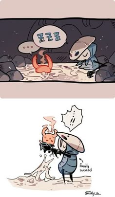 an image of two cartoon characters with different expressions