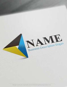 this is an image of a logo with the letter name on it and a blue triangle