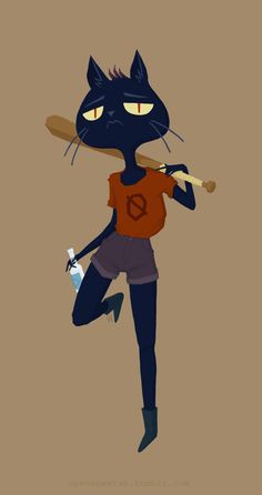 a black cat holding a baseball bat and wearing an orange shirt with the letter d on it's chest