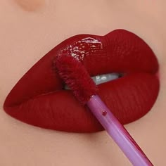 Vamp Red Lipstick, Red Lipstick Glossy, Dark Red Matte Lipstick, Wine Red Lipstick Matte, Red Lipstick Tumblr, Vamp It Up Lipstick, Wine Red Lipstick, Burgundy Liquid Lipstick, Deep Red Liquid Lipstick
