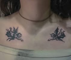 a woman with two tattoos on her chest
