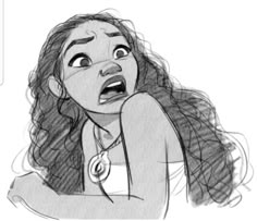 a drawing of a woman with her hand on her chin, looking surprised at something