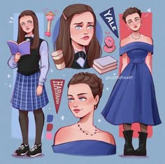 an illustration of some people in different outfits