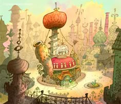 an illustration of a city with lots of buildings