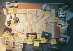 a table topped with lots of post it notes