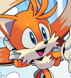 an orange and white cartoon cat with blue eyes