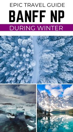 the cover of an epic travel guide for banff n p during winter