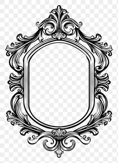 a black and white ornate frame clipart png, transparent background with no background