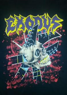 a black shirt with an image of a skull on it