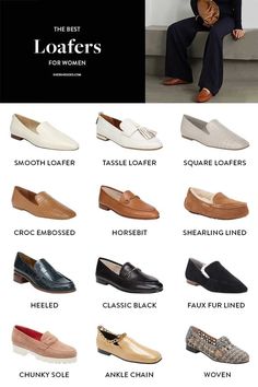 Stylish Loafers For Work, Stylish Loafers For Work Outfits, Chic Loafers For Workwear With Medium Width, Loafer Shoes Women Work, Woman’s Loafers, Loafers For Work Women, Best Loafers For Women, Luxury Trendy Loafers For Workwear, Types Of Loafers For Women