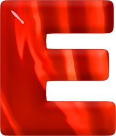 the letter e is made up of bright red liquid and white letters that spell out