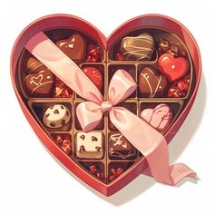 a heart shaped box filled with assorted chocolates