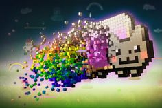 an animated image of a sheep with lots of colored cubes in it's back