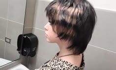 raccoon tail alternative alt hair wannabe emo y2k bathroom 🗣 Short Emo Haircuts, Black Scene Hair, Scene Haircuts, Emo Haircuts, Short Scene Hair, Short Brown Hair, Dyed Hair Inspiration, Emo Hair, Haircuts Straight Hair