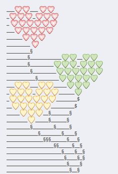 a cross stitch pattern with hearts in the shape of a heart and numbers on it